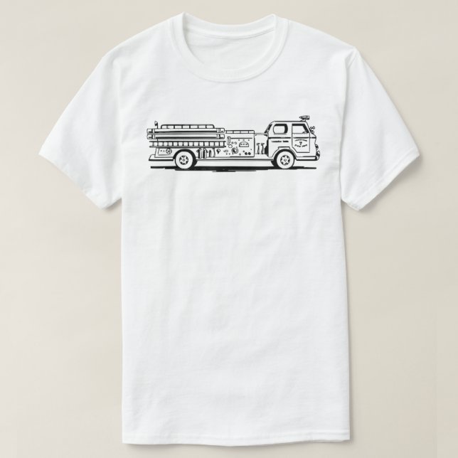 T-shirt Pompier Cadeau classique Camion Feu Vieux Pompier  (Design devant)