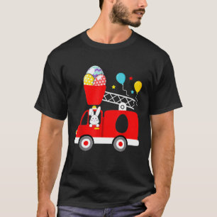 T-shirt Pompier camion de pâques oeuf Cute bunny pompier T