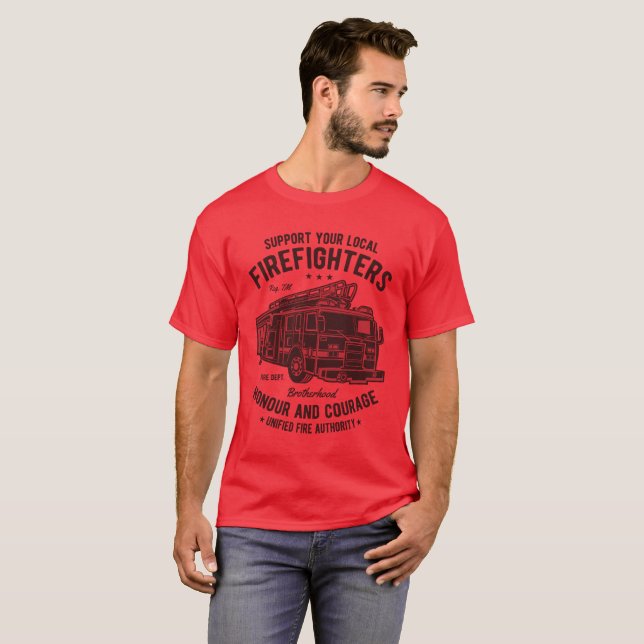 T-SHIRT POMPIER - CAMION DE POMPIERS (Devant entier)