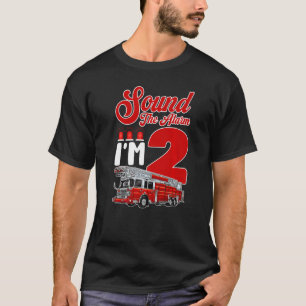 T-shirt Pompier Camion d'incendie 2e anniversaire Annivers