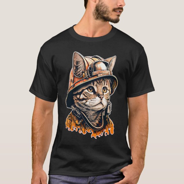 T-shirt Pompier Chat Brigade de sapeurs-pompiers Chats Pom (Devant)