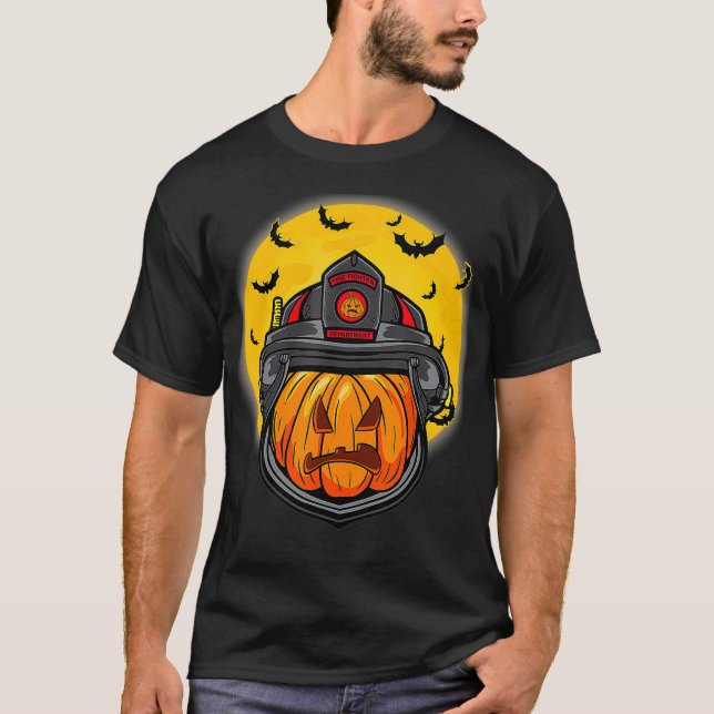 T-shirt Pompier Citrouille pompier Halloween pompier (Devant)