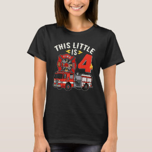 T-shirt Pompier de 4 ans Anniversaire Feu d'incendie Camio