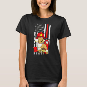 T-shirt Pompier de caniche Drapeau américain mince Red Lin