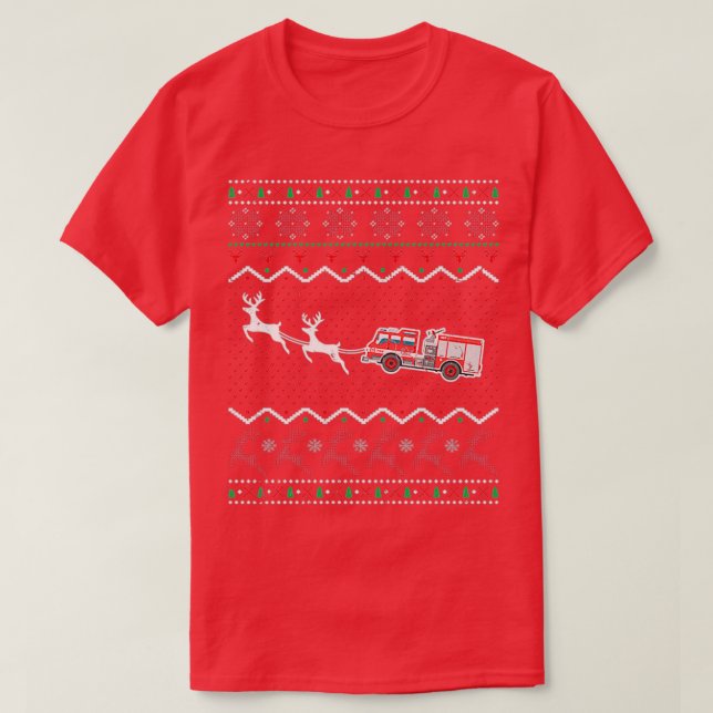 T-shirt Pompier de Noël moche Xmas Pompier T (Design devant)