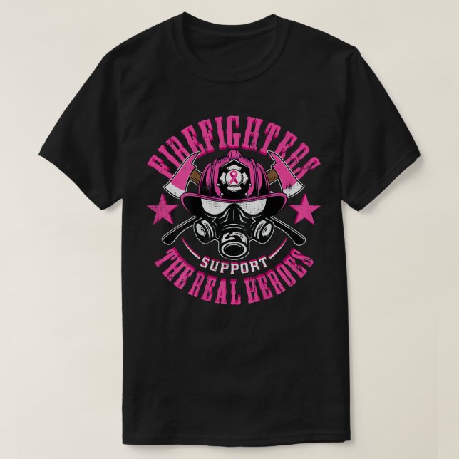T-shirt Pompier Dept Pompier Soutien Cancer du sein Vrai H (Design devant)
