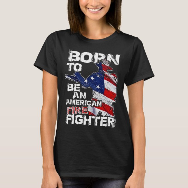 T-shirt Pompier Distressé Drapeau Américain Pour Feu (Devant)