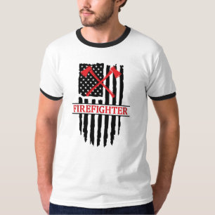 T-shirt Pompier, Drapeau Américain