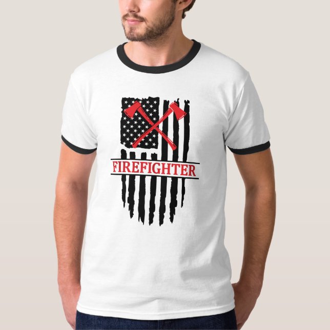 T-shirt Pompier, Drapeau Américain (Devant)