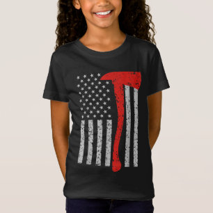 T-Shirt Pompier Drapeau Américain Ax Mince Red Line Patrio