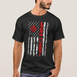 T-shirt Pompier Drapeau Américain Patriotic Fire Chef