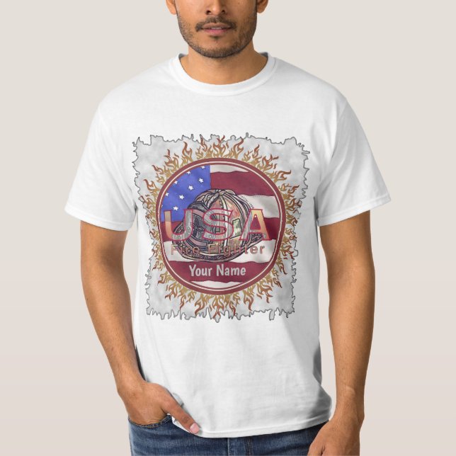 T-shirt pompier du drapeau américain (Devant)