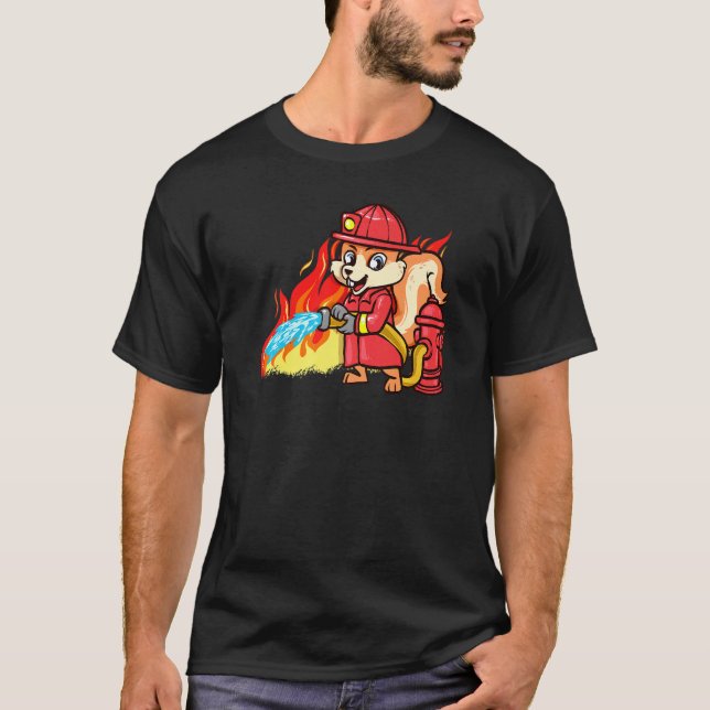 T-shirt Pompier écureuil Funny Fire Fighter 911 Pompiers (Devant)