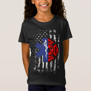 T-Shirt Pompier EMT Pompier EMT Drapeau américain Cadeau