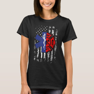 T-shirt Pompier EMT Pompier EMT Drapeau américain Cadeau