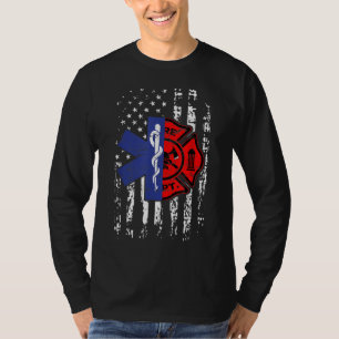 T-shirt Pompier EMT Pompier EMT Drapeau américain Cadeau