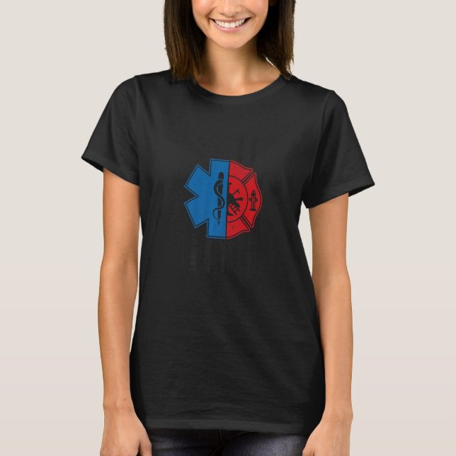 T-shirt Pompier Emt Us Drapeau Emt Pompier Ems 1 (Devant)