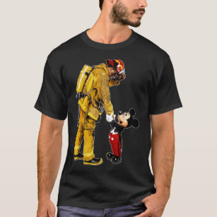 T-shirt  pompier et souris Mickey pour Chemise