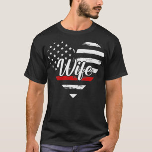 T-shirt Pompier Femme Coeur mince Red Line drapeau américa
