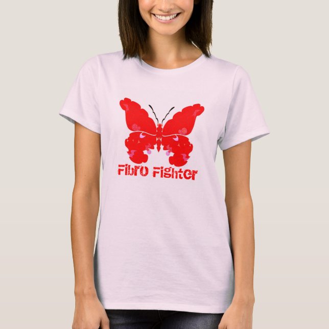 T-shirt pompier Fibro papillon rose T (Devant)