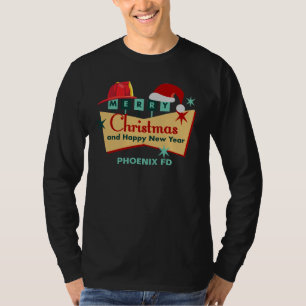 T-shirt Pompier Joyeux Noël Bonne année Rétro