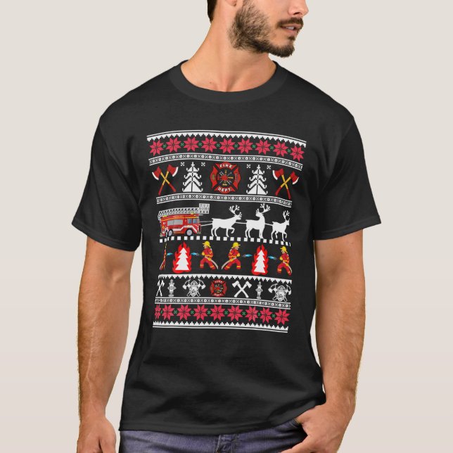 T-shirt Pompier Laid Sweater Pompier de Noël (Devant)