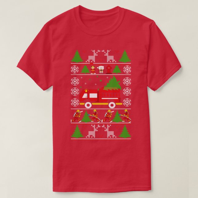 T-shirt Pompier laide pull de Noël grand cadeau pour (Design devant)