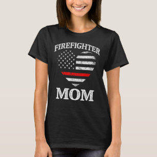 T-shirt Pompier Maman Patriotique US Drapeau Coeur Drôle F