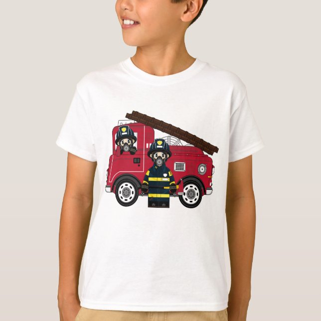 T-shirt Pompier mignon de bande dessinée (Devant)