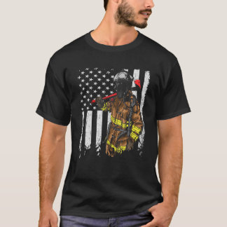 T-shirt Pompier patriotique Américain USA Drapeau pompier 