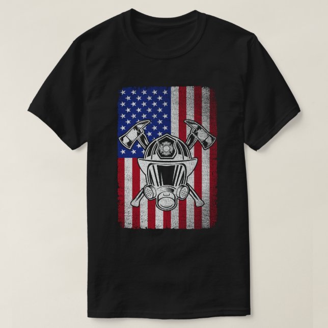 T-shirt Pompier patriotique pompier américain drapeau amér (Design devant)