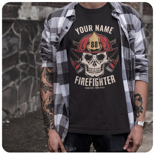 T-shirt Pompier personnalisé Crâne pompier pompier départe