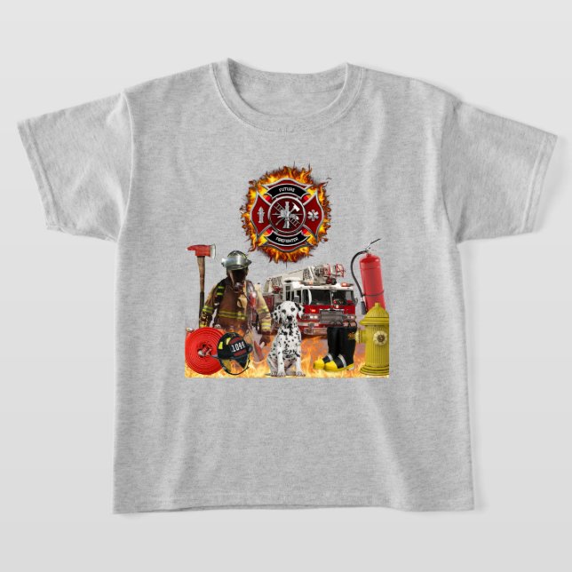 T-shirt pompier personnalisé pour enfants (Poser)