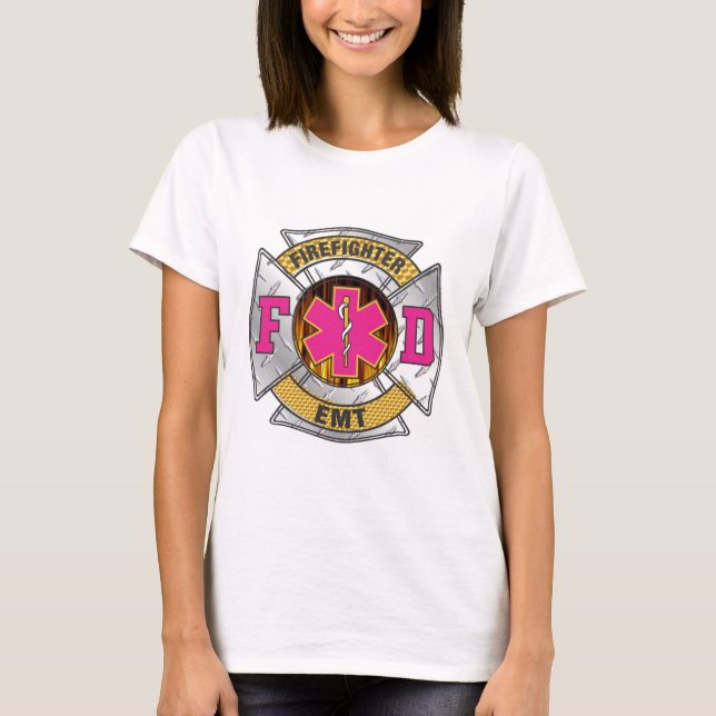 T-shirt Pompier Pink EMT (Devant)