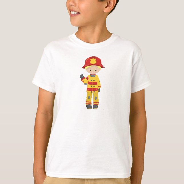 T-shirt pompier, Pompier, Pompiers, Cheveux blonds (Devant)