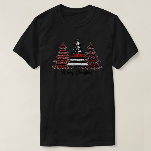 T-shirt Pompier pompier USA Drapeau Pins Arbres Pompier (Design devant)