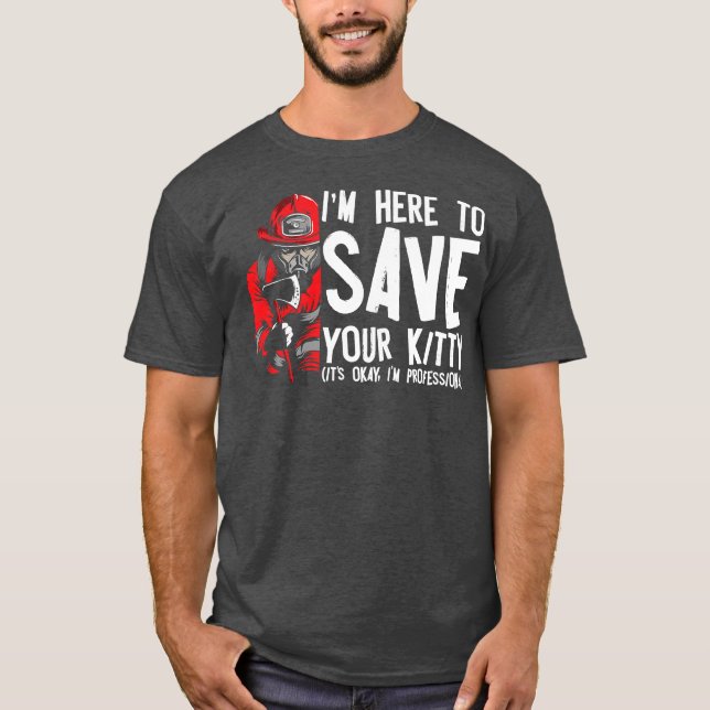 T-shirt Pompier professionnel Secourt Chat Pompier (Devant)
