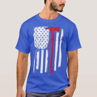 T-shirt Pompier Red Line Drapeau américain avec sapin pomp