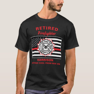 T-shirt Pompier Retraité Mince Ligne Rouge Drôle Drôle