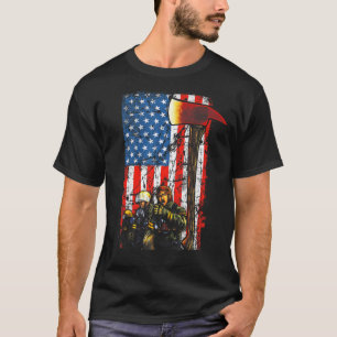 T-shirt Pompier rouge Ax détendu pompier américain Fl