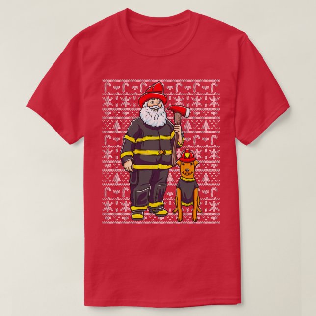 T-shirt Pompier Santa Claus pompiers Vilain Noël (Design devant)