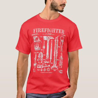 T-shirt Pompier Service d'incendie Fireman brevet Vintage