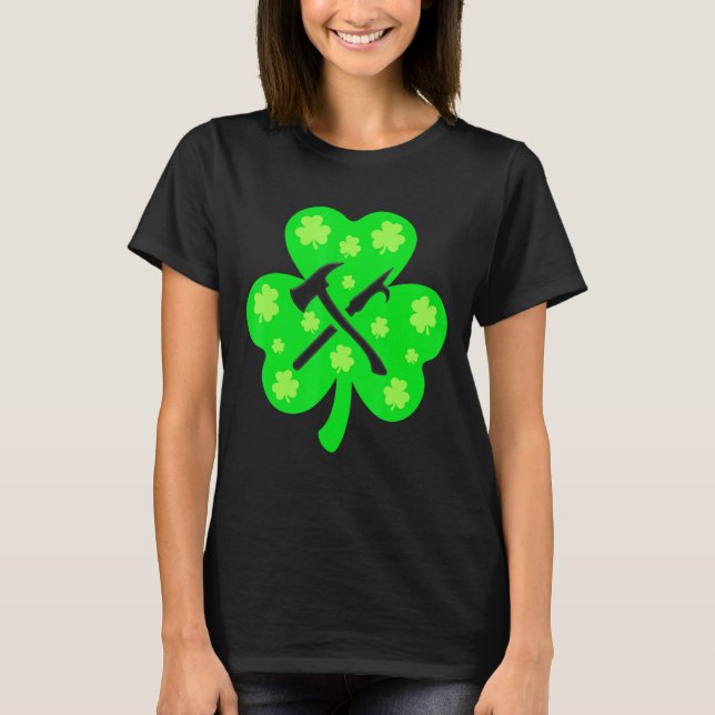 T-shirt Pompier Shamrock rétro St Patrick Day Irish Co (Devant)