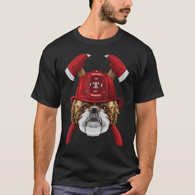 T-shirt Pompier Shih Tzu Fireman Boys Enfants Secourt ince (Devant)