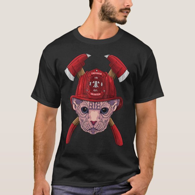 T-shirt Pompier Sphynx Pompier Garçons Enfants Pompiers Se (Devant)