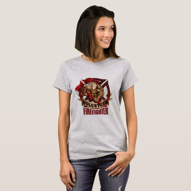 T-shirt Pompier volontaire Bulldog (Devant entier)