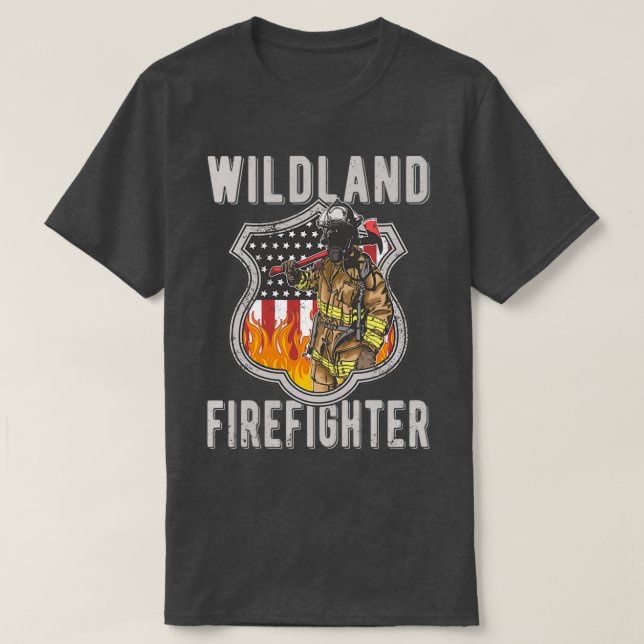 T-shirt Pompier Wildland Red Line Wildland Fireman (2 (Design devant)