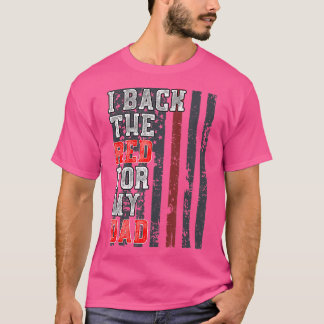 T-shirt PompierPour Fils Fille Soutien Papa Mince Rouge L