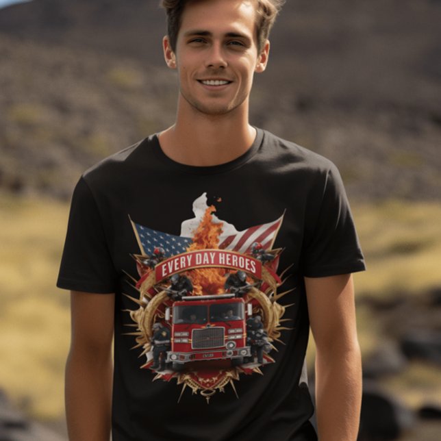 T-shirt Pompiers Courageux Coeurs (Créateur téléchargé)