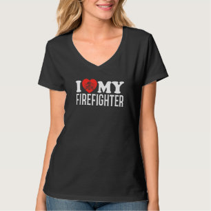 T-shirt Pompiers Secourt J'Aime Mon Pompier Pompier Pompie